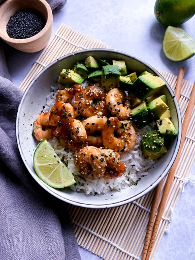 Langostinos al estilo teriyaki