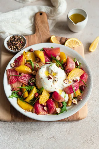 Remolachas asadas y burrata