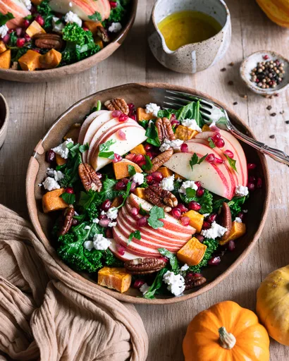 Assiette d'iver à la patate douce, pomme et chèvre