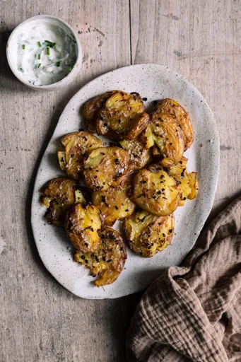 Smashed potatoes - Pommes de terre écrasées croustillantes