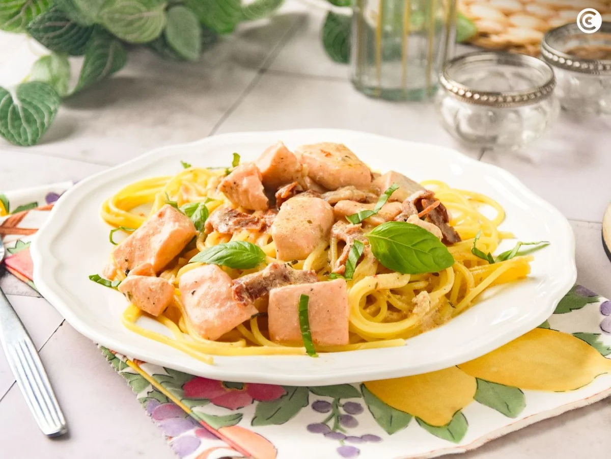 Espaguetis con salmón