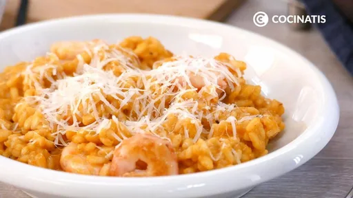 Risotto de gambas, arroz cremoso italiano