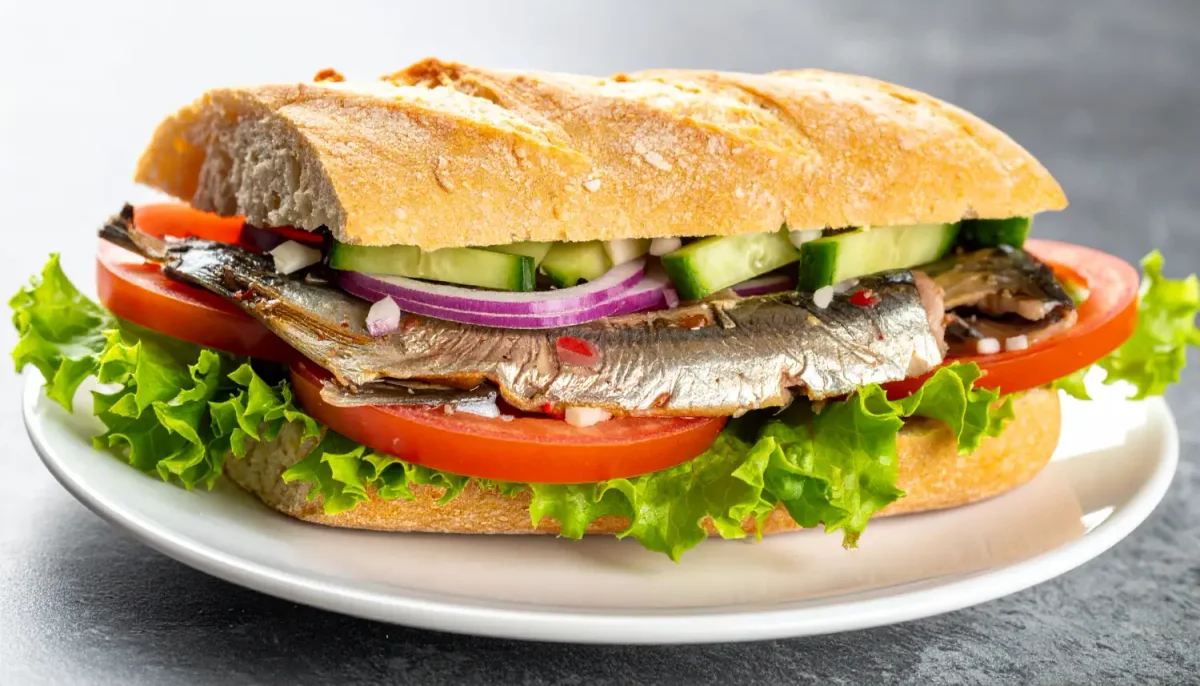 Receta fácil del bocadillo de sardinas con aguacate