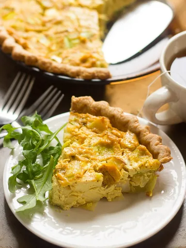 Quiche vegana de patata y puerro