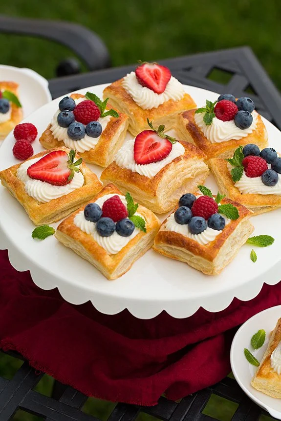 Puff Pastry Fruit Tarts with Ricotta Cream Filling