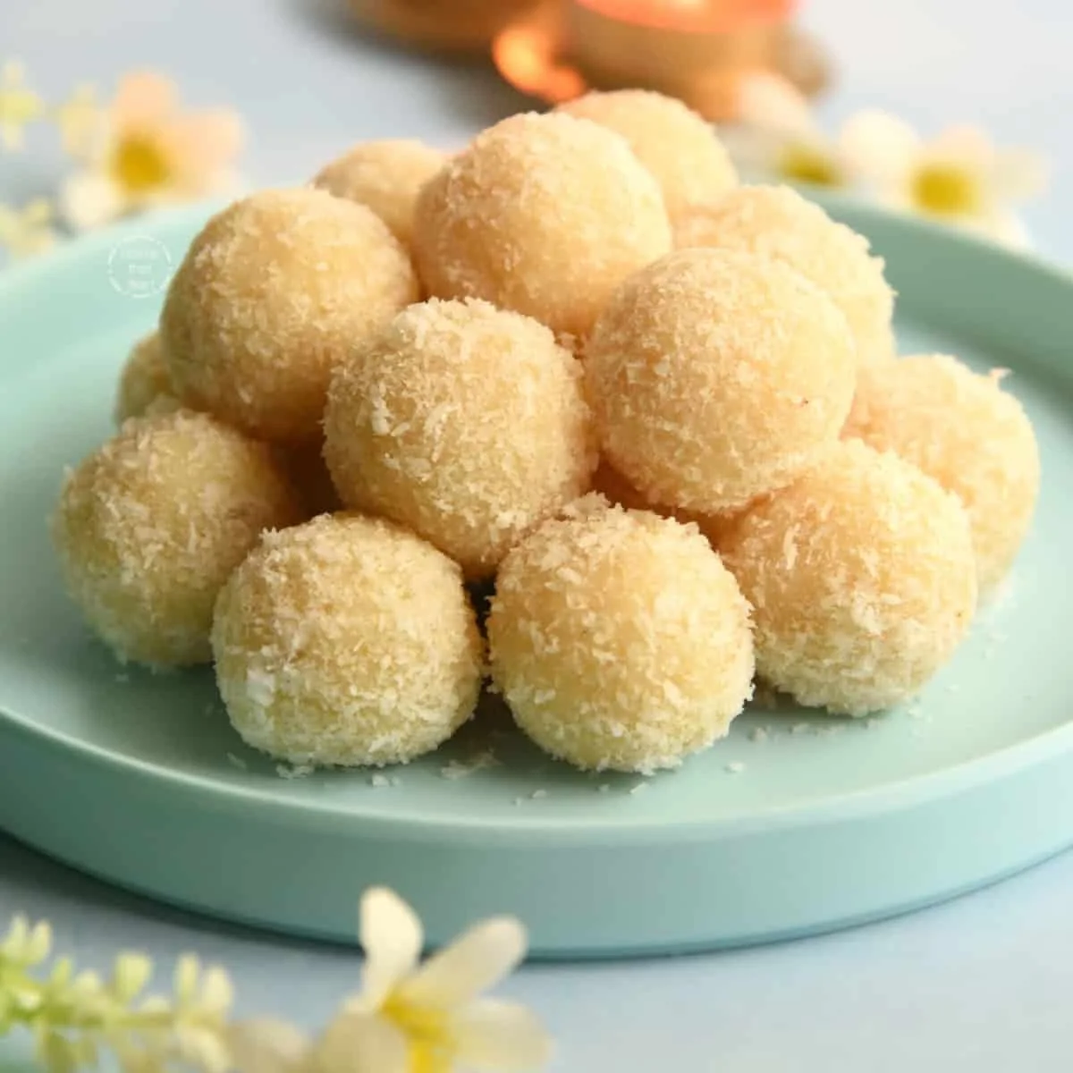 Coconut Ladoo | Coconut Laddu with Condensed Milk