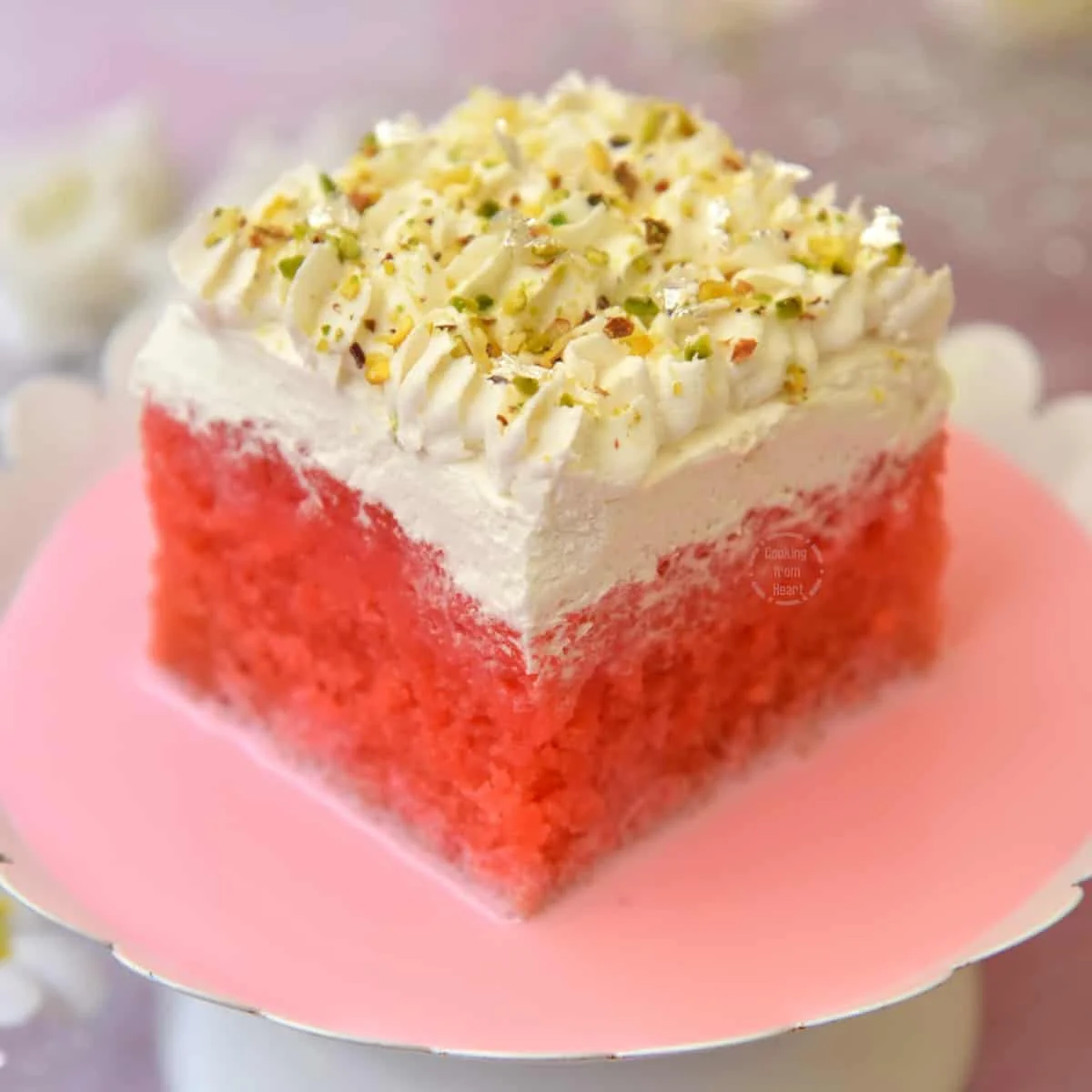 Eggless Rose Milk Cake | Eggless Rose Milk Tres Leches Cake