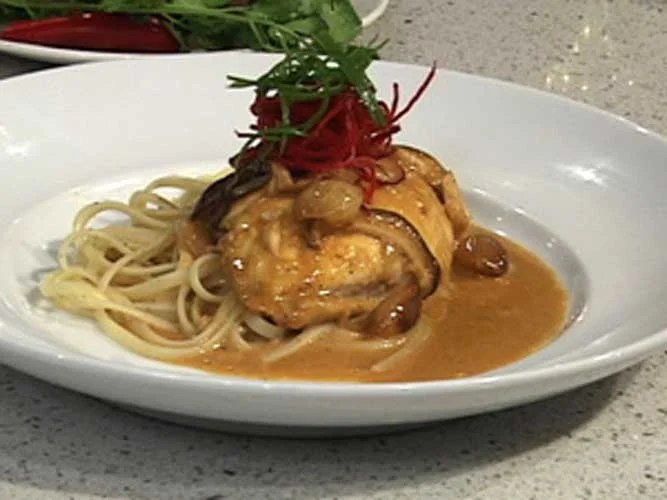 Halibut w/Shiitake Mushroom Cream Sauce