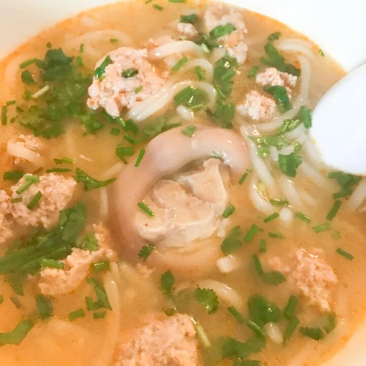 Vietnamese Banh Canh Gio Heo - Thick Noodle Soup with Pork Hocks