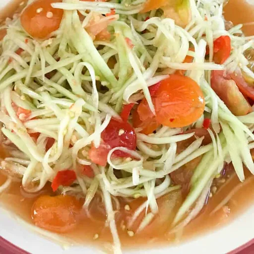 Authentic Lao Spicy Green Papaya Salad