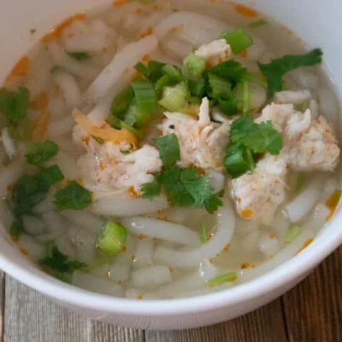 Vietnamese Banh Canh Tom Cua - Thick Noodle Soup with Crab and Shrimp