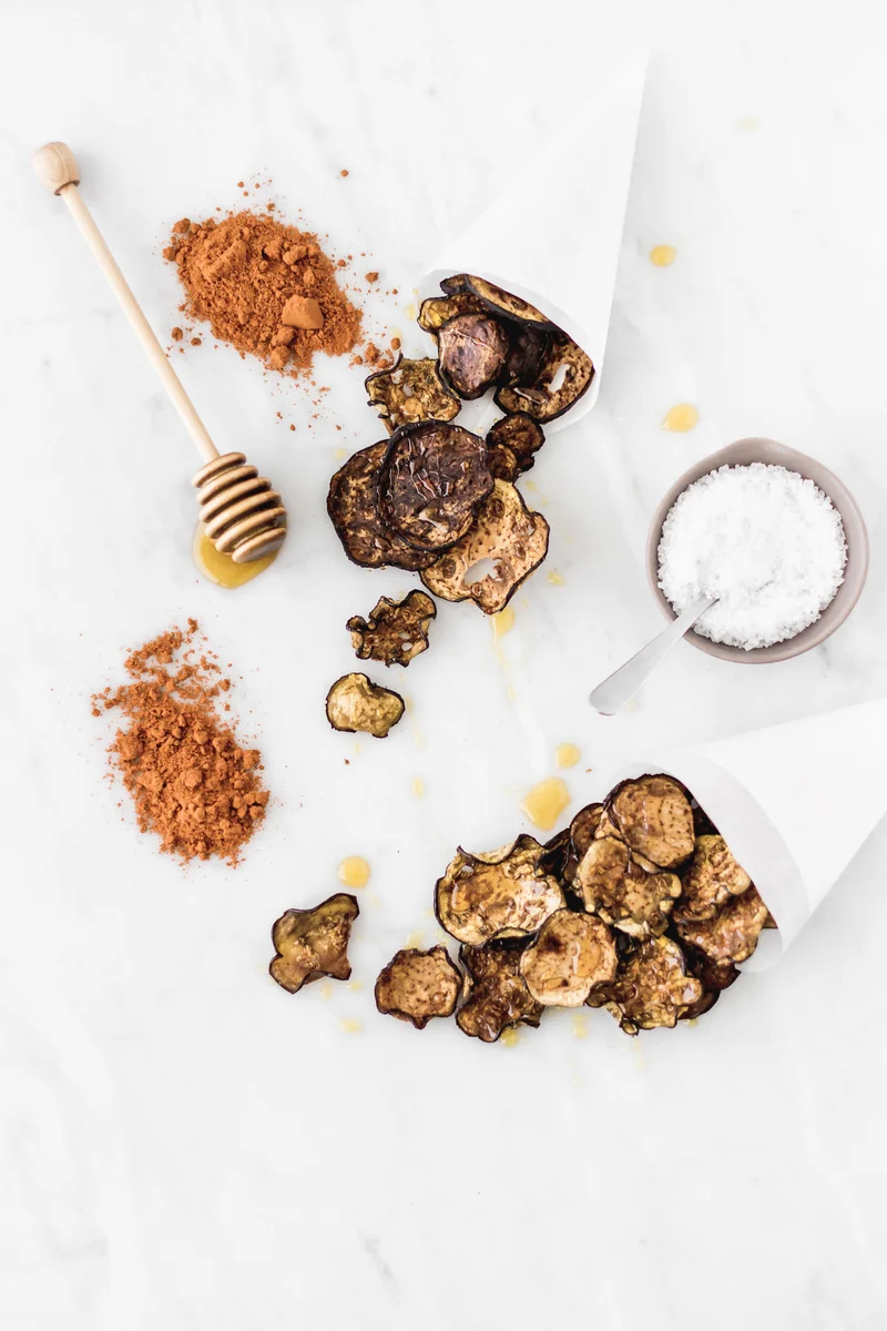Aubergine Chips with Honey