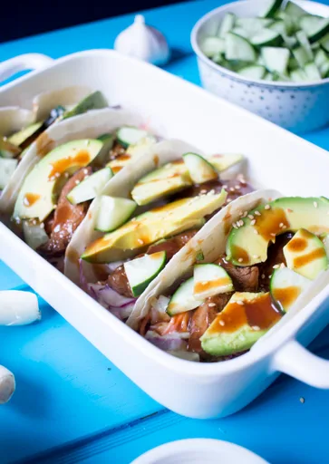 Tacos de inspiración coreana con barbacoa