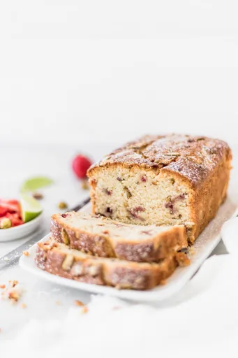 Lime, Strawberry and Pistachio Loaf