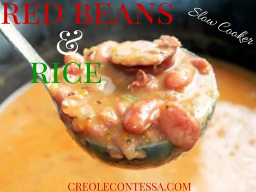 Alubias rojas con arroz en olla de cocción lenta