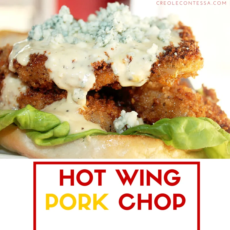Hot Wing Pork Chops with Spicy Blue Cheese Cream Sauce