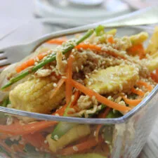 Ensalada crujiente de pollo y fideos