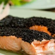 Oven-baked Salmon Rolled in Black Sesame Seeds
