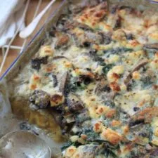 Polenta Bake with Creamy Mushrooms, Spinach and Feta