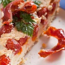 Upside-down Tomato and Crispy Prosciutto Cheesecake