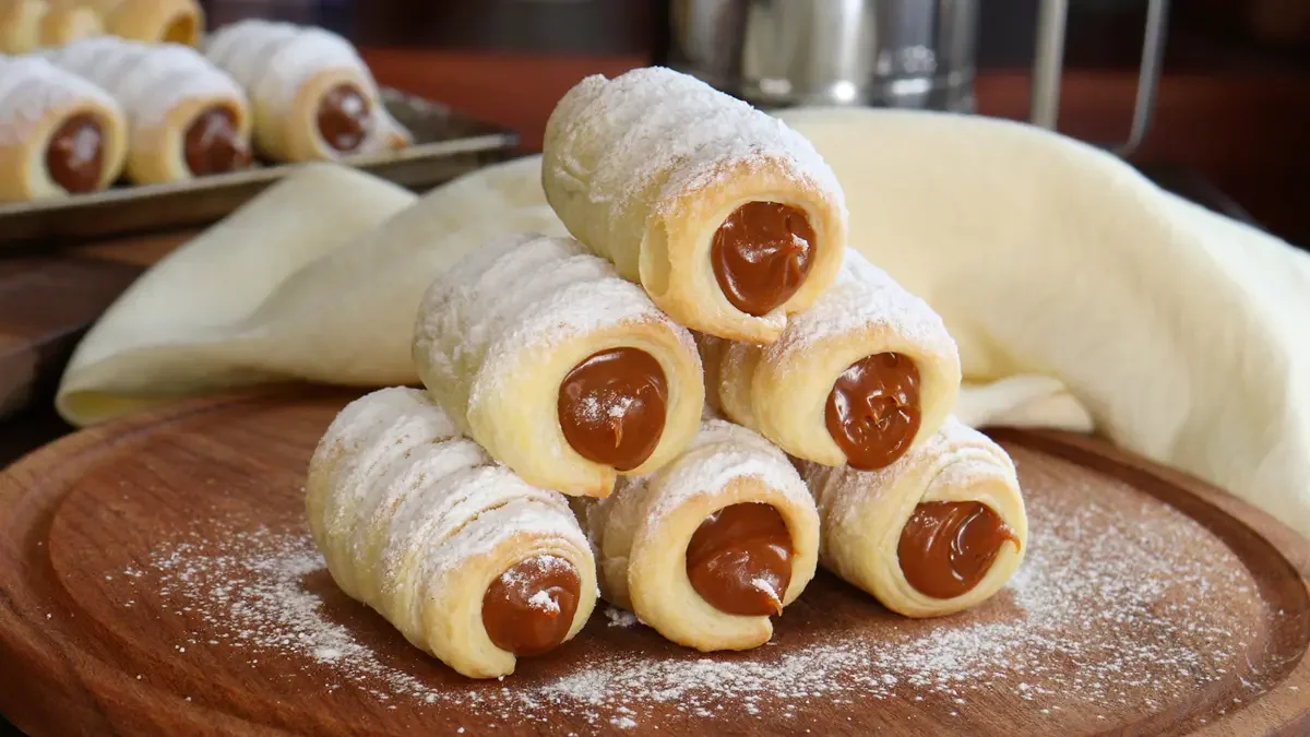 Cañoncitos de Dulce de Leche con Masa de Hojaldre Casera y Fácil