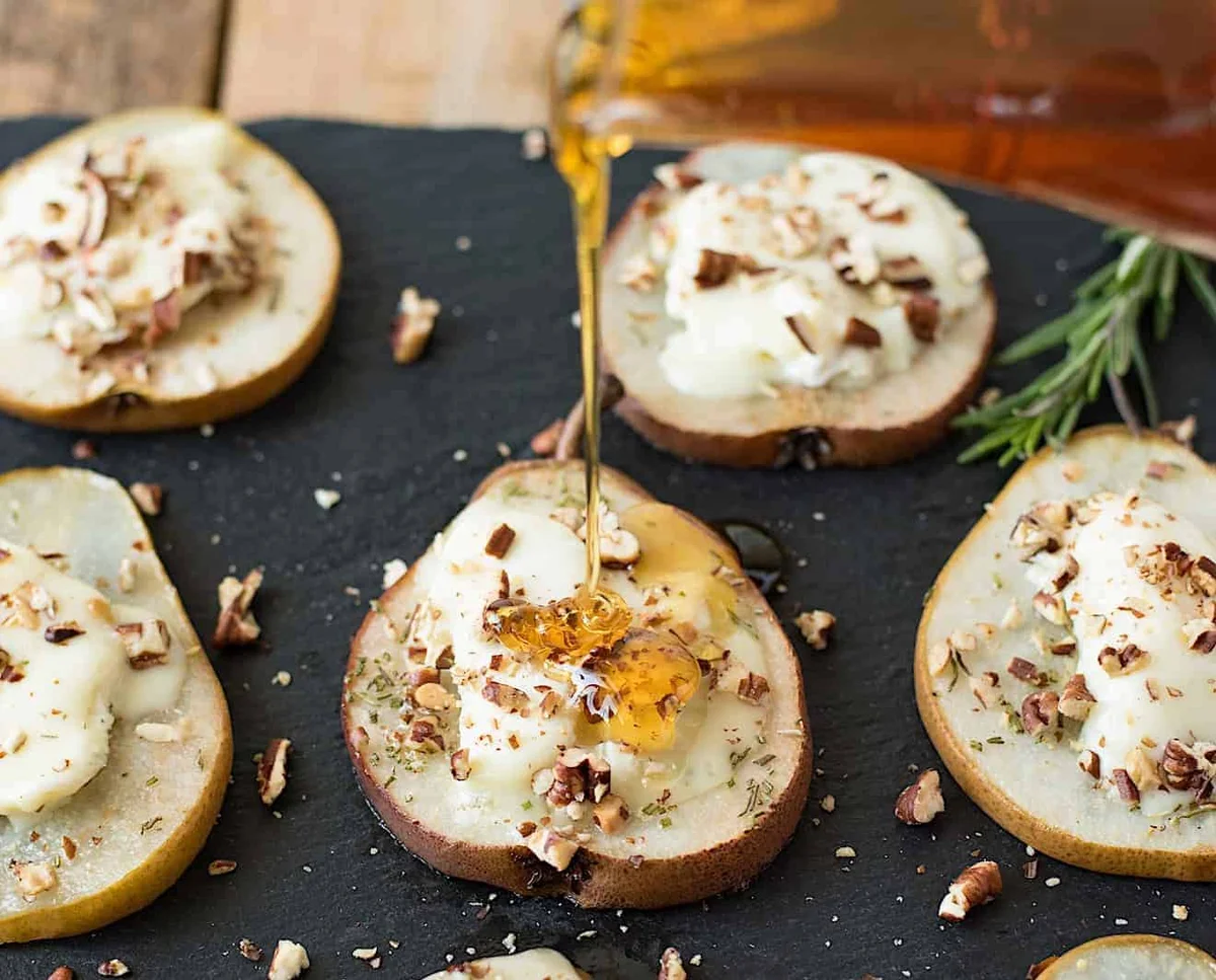Baked Pears with Goat Cheese, Honey & Pecans