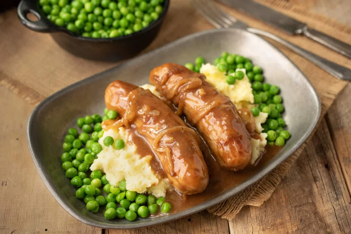 Bangers and Mash with Onion Gravy
