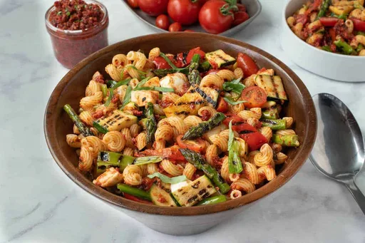 Grilled Vegetable Sun-Dried Tomato Pesto Pasta