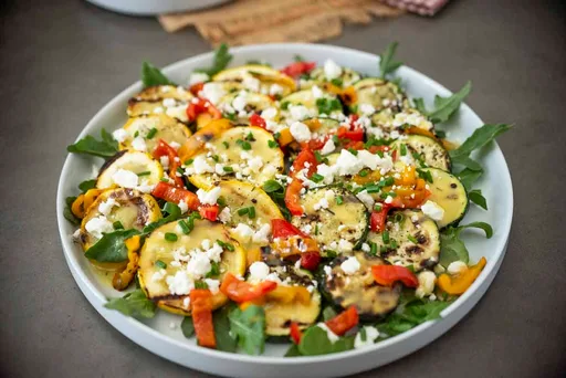Grilled Zucchini and Peppers with Feta