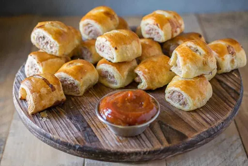Mini Pork Apple & Sage Sausage Rolls with Curry Ketchup