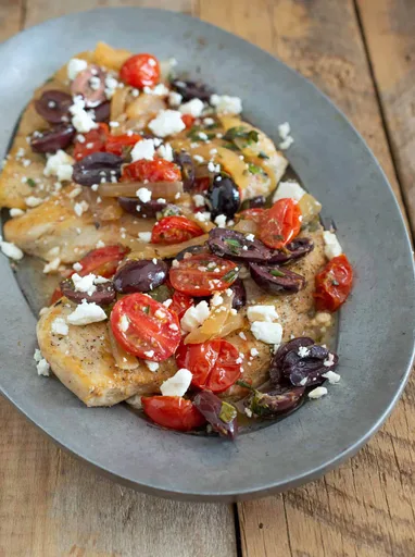 One Pan 30 Chicken with Tomatoes & Olives