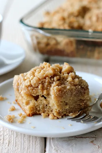 Coffee Cake with Crumble Topping and Brown Sugar Glaze