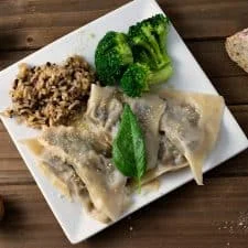 Mushroom Ravioli with Vegan Garlic Alfredo
