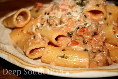 Italian Sausage Rigatoni with Spicy Tomato Cream Sauce