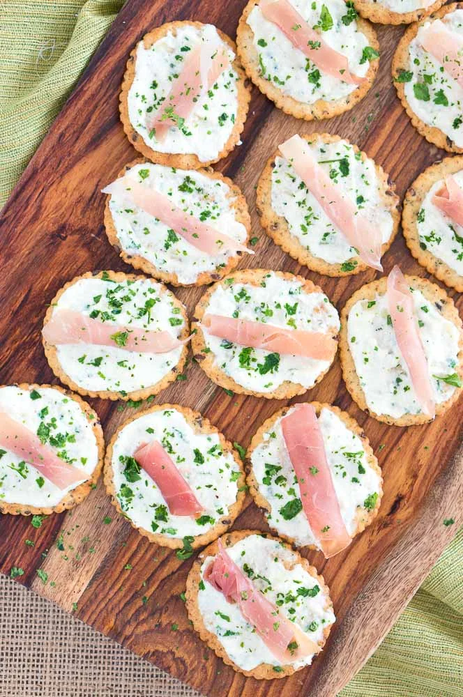 Ricotta and Prosciutto Cracker Appetizers