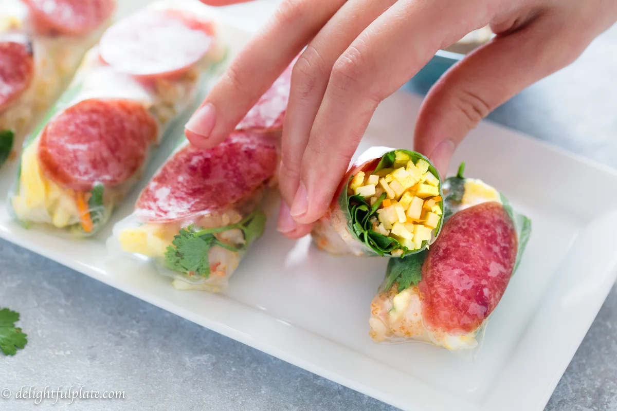 Vietnamese Fresh Spring Rolls with Jicama and Egg (Bo Bia)