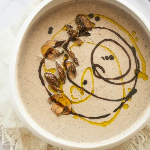 Creamy Grilled Portobello Mushroom And Garlic Soup