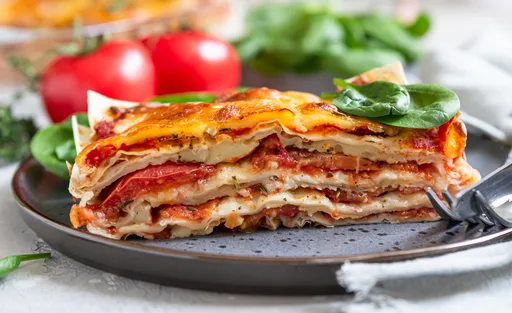 Lasaña vegetariana de espinacas