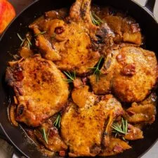 Pork Chops with Sautéed Apples & Bacon
