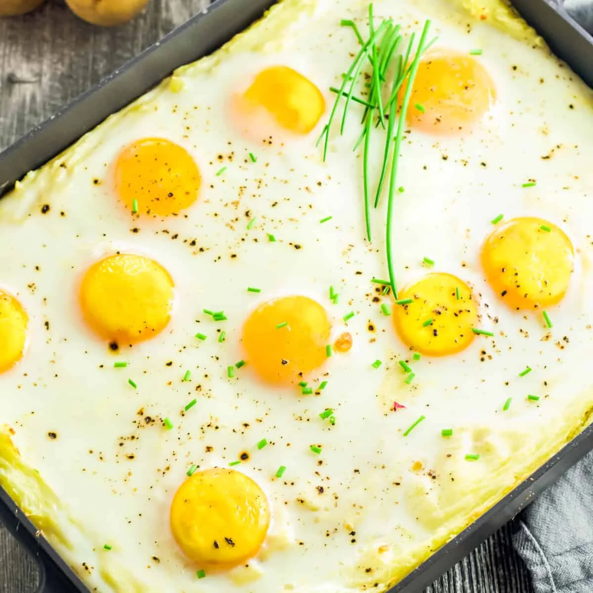 Kartoffelbreiauflauf mit Rahmspinat und Spiegelei - Kindheit pur