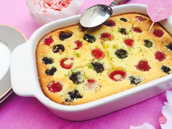 Blackberry and raspberry clafoutis with coconut milk
