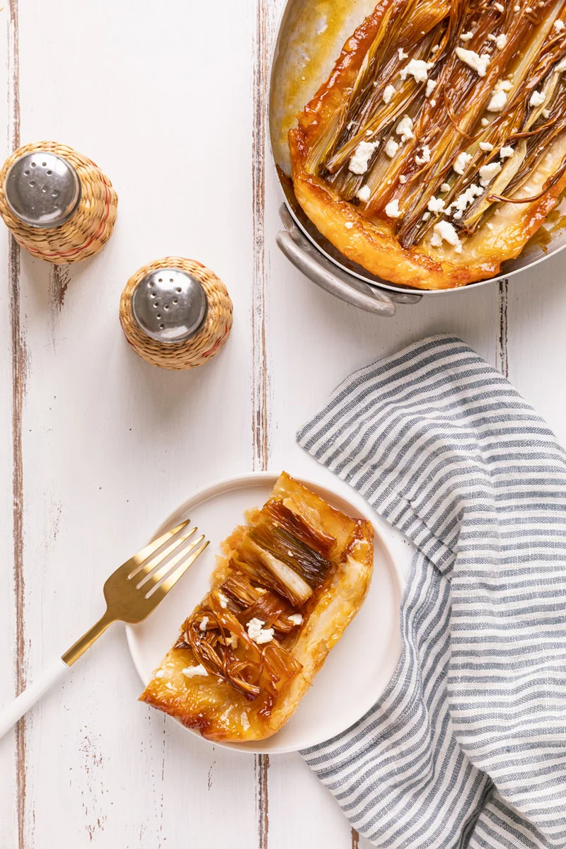 Tarte tatin de poireaux et féta