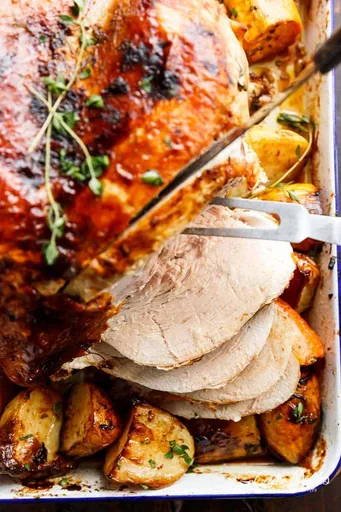 One Pan Juicy Herb Roasted Turkey & Potatoes With Gravy