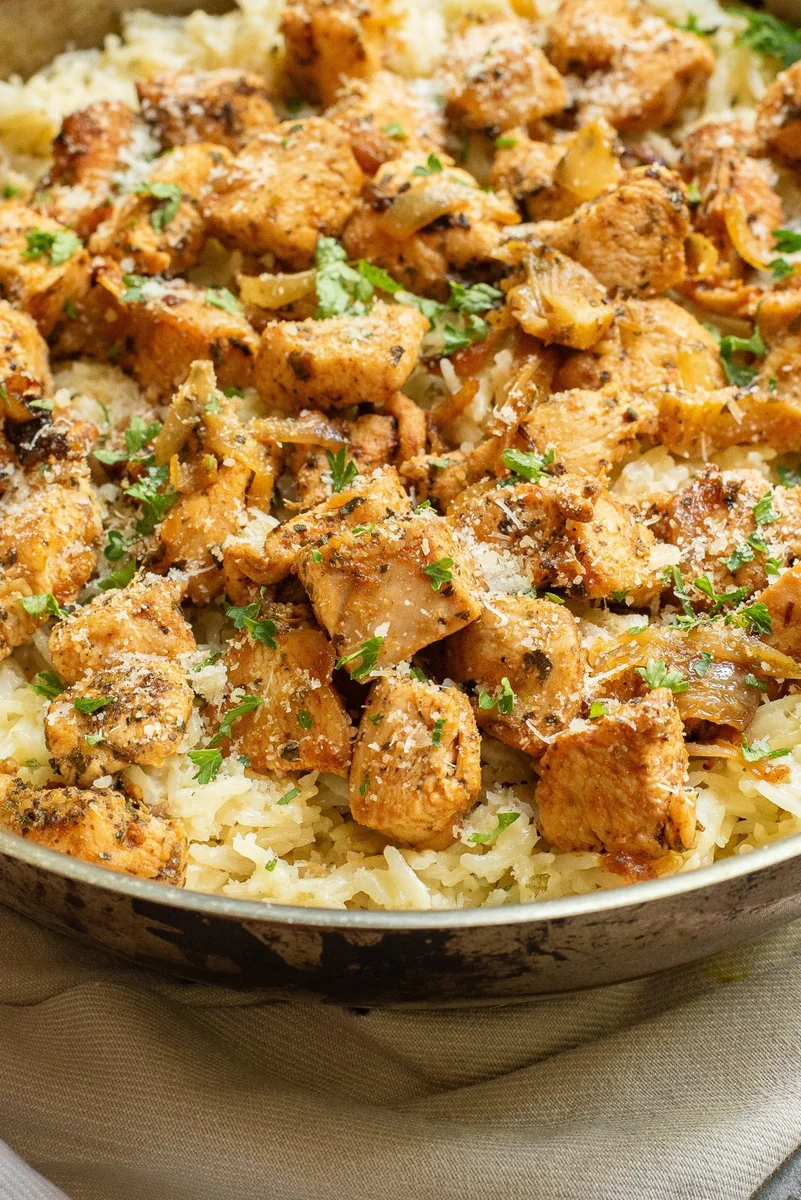One Pan Stovetop Parmesan Chicken and Rice
