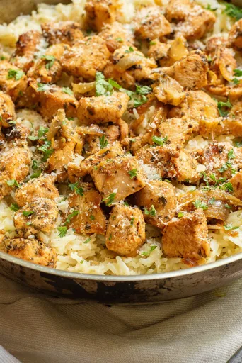 One Pan Stovetop Parmesan Chicken and Rice