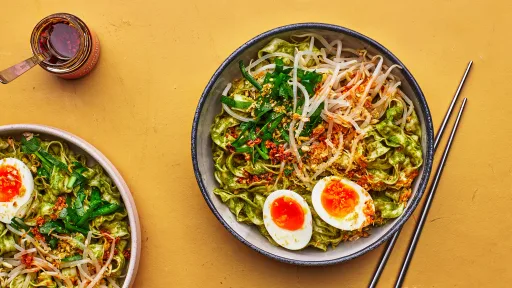 Thai Basil Sauce Noodles with Jammy Eggs