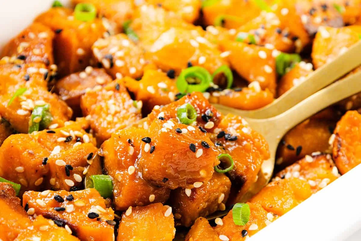 Glazed Miso Sweet Potatoes