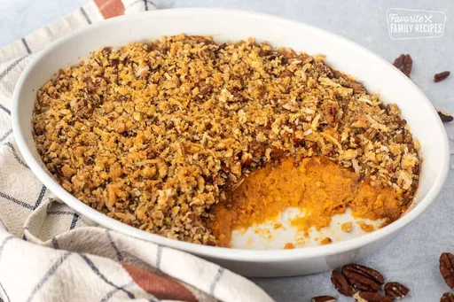 Sweet Potato Casserole (with Coconut Pecan Topping)