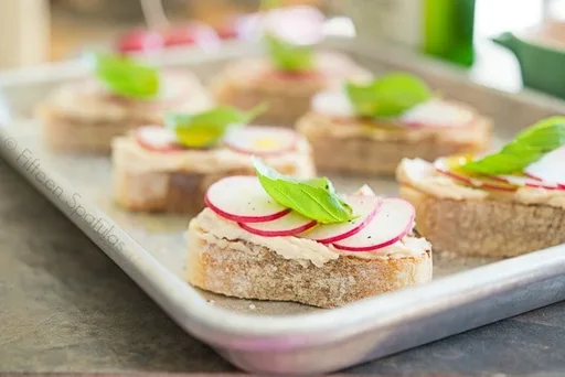 White Bean Crostini with Basil and Radish
