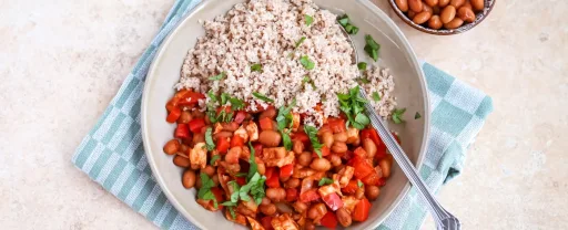 Couscous met gerookte kip & bruine bonen